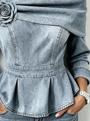 modern off-shoulder top in Light Gray with off-shoulder