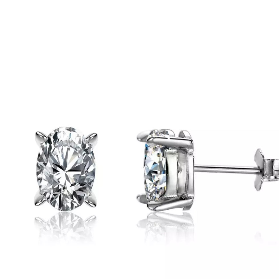 silver with earrings with faceted stone
