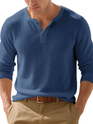 95%cotton,5%spandex Care instructions: Machine wash cold henley in Denim Blue with regular silhouette