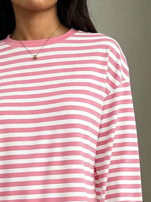 t-shirt featuring striped in Deep Purple with 100% polyester Care instructions: Machine wash cold texture