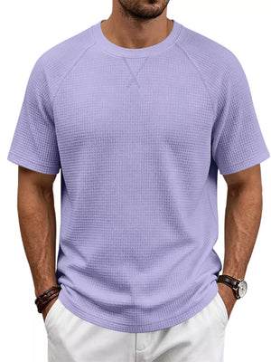t-shirt in lavender featuring waffle-knit and relaxed fit