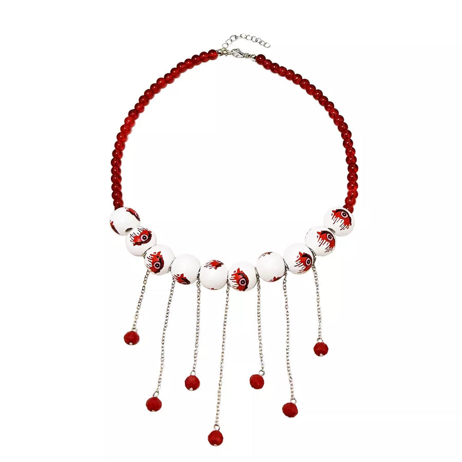 necklace featuring eyeball motif in silver with Resin,Zinc alloy,glass Care instructions: Avoid wearing during exercise, as