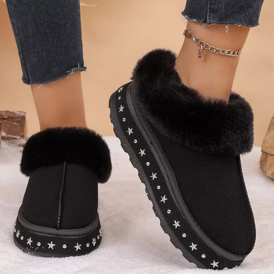 Polyester,Fluff,Rubber Imported Size & ankle boots in ivory with boot silhouette