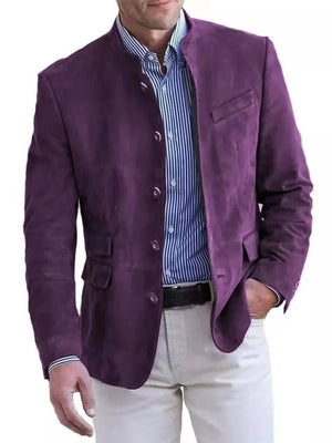 classic blazer in Purple with mandarin collar