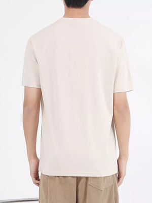 Men's apricot cotton crew neck t-shirt, short sleeves, breathable activewear top.