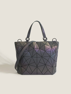 handbag in dark gray featuring top handles and structured fit