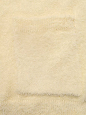 pale yellow relaxed cardigan with v-neck