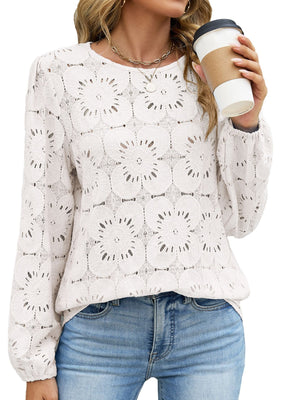 romantic blouse in Pink with round neck