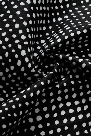 Black Micro-Dot Puff Sleeve Top