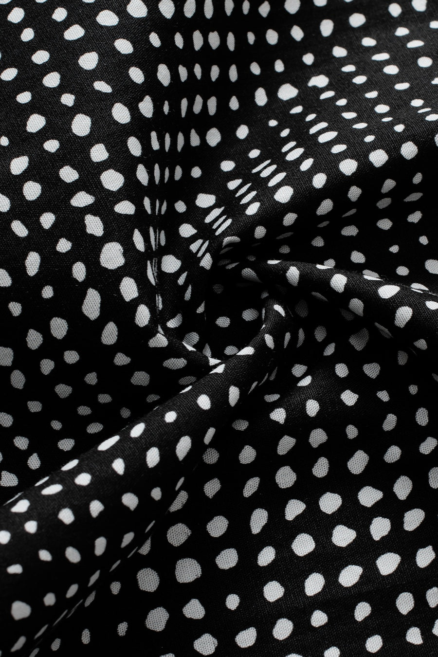 Black Micro-Dot Puff Sleeve Top