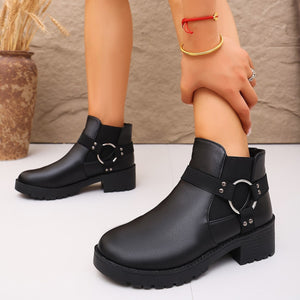 boots in Black with block heel and ankle-length