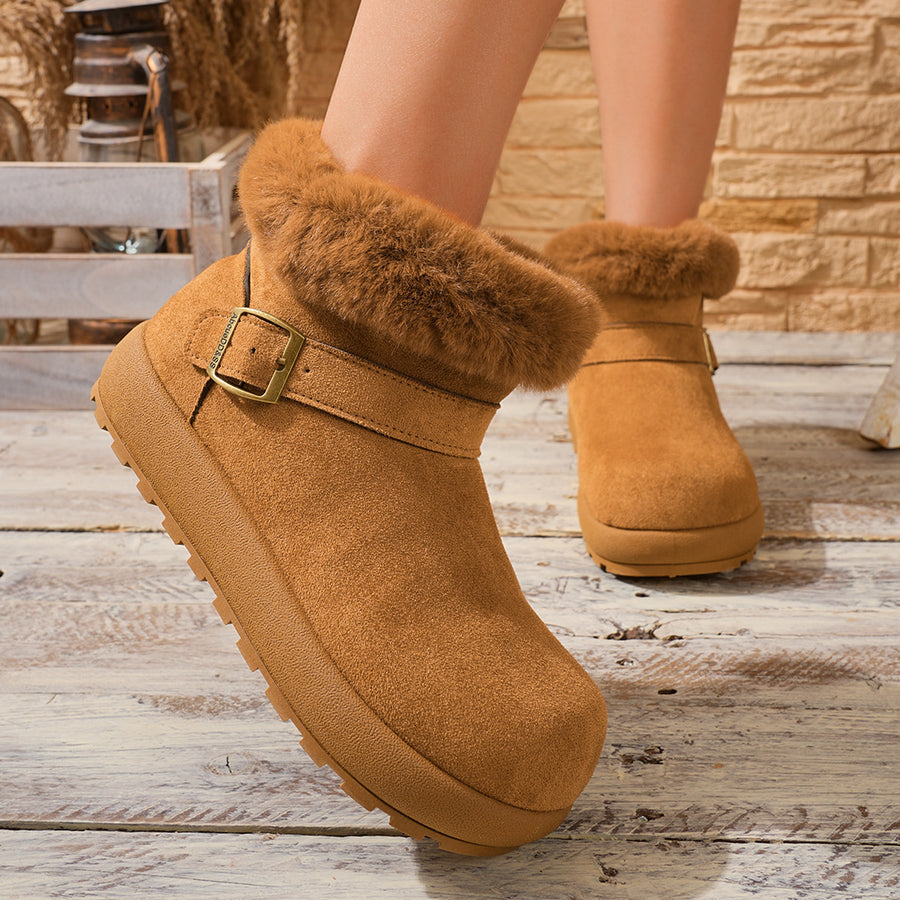 Camel boots with ankle-length and pull-on