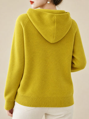 minimalist pullover sweater in Black with hooded