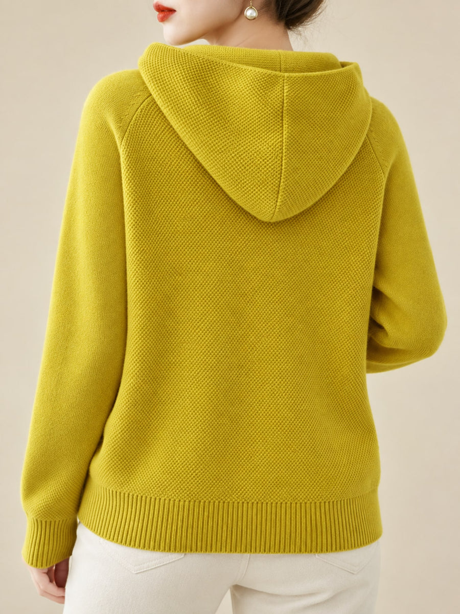 minimalist pullover sweater in Black with hooded