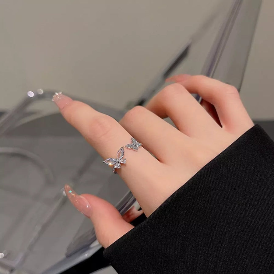 ring in Silver with butterfly and adjustable