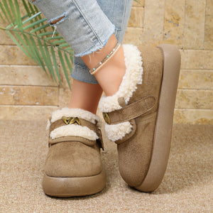 Round Toe Platform Ankle Boots in Camel with round toe