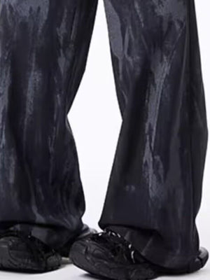 light gray wide-leg pants featuring drawstring and tie-dye