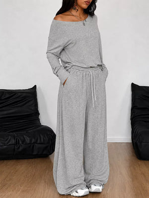 95% polyester, 5% elastane Care instructions: Machine wash cold lounge set in Light Gray with relaxed silhouette