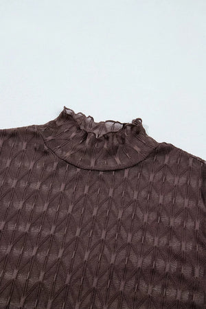 blouse in Coffee Brown with geometric and sheer