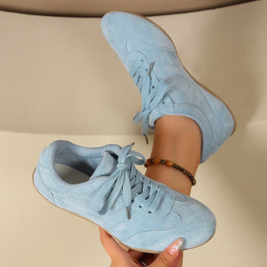 Polyester Round Toe Lace Up Sneakers in Gray with round toe