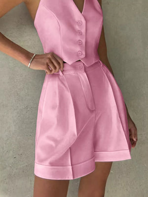 Pink fitted matching set with halter