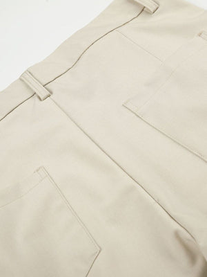 Men's High-Waisted Pleated Wide-Leg Pants in cream with pleated front