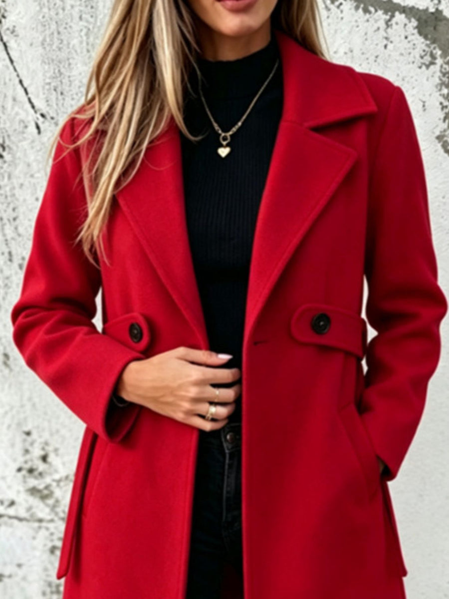 overcoat in Khaki with notch lapel and long sleeve