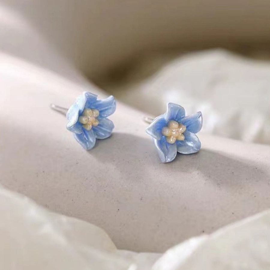 earrings in Pastel Blue with floral and floral design