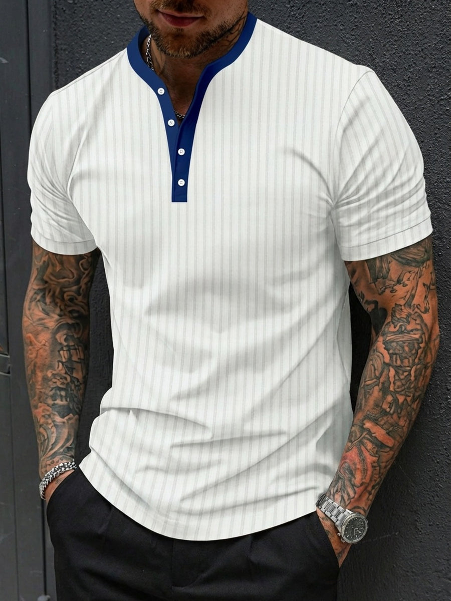 white henley with striped and henley
