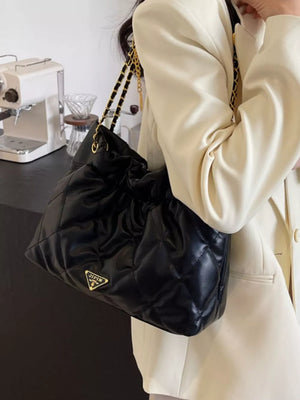 Ruched Leather Shoulder Bag option 8