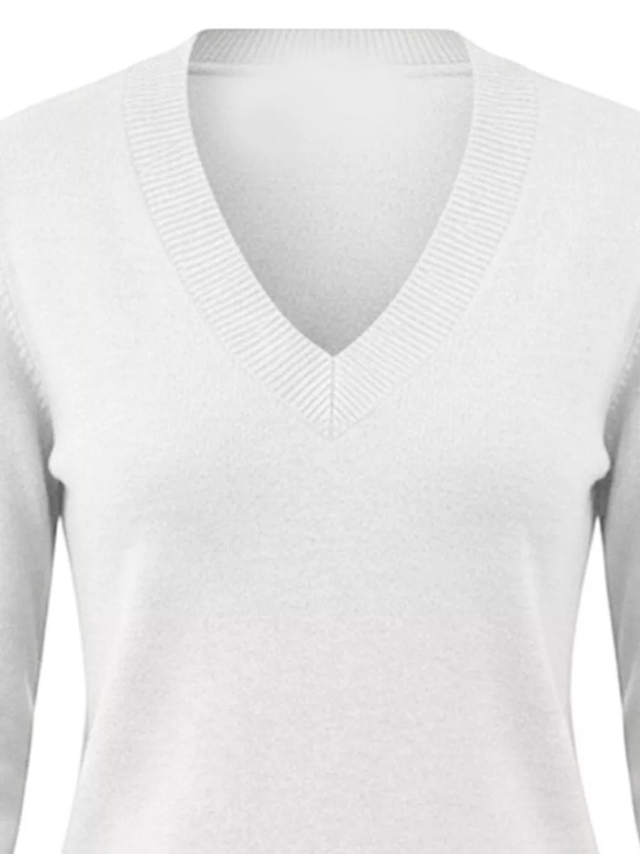 Beige regular v-neck sweater with v-neck