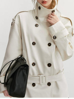 classic trench coat in Coffee with turtleneck