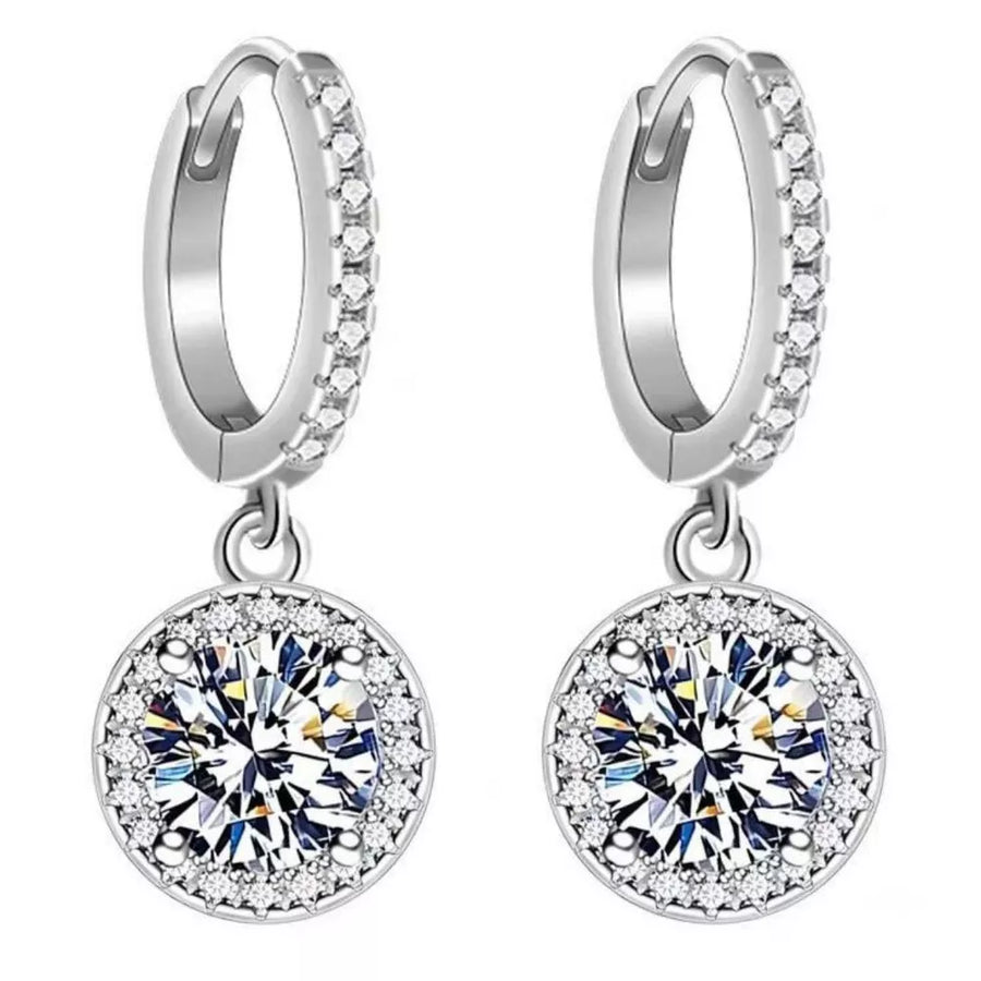 925 sterling silver,Moissanite Carat weight: 1ct Care instructions: Avoid wearin earrings in Silver with hoop drop silhouette