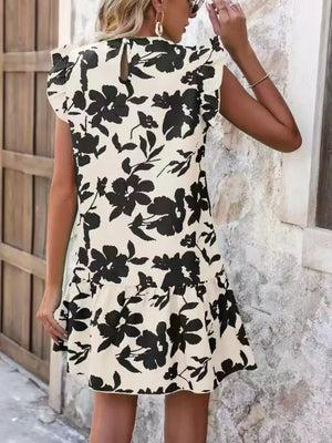 Floral Print Ruffle Sleeve Mini Dress option 5