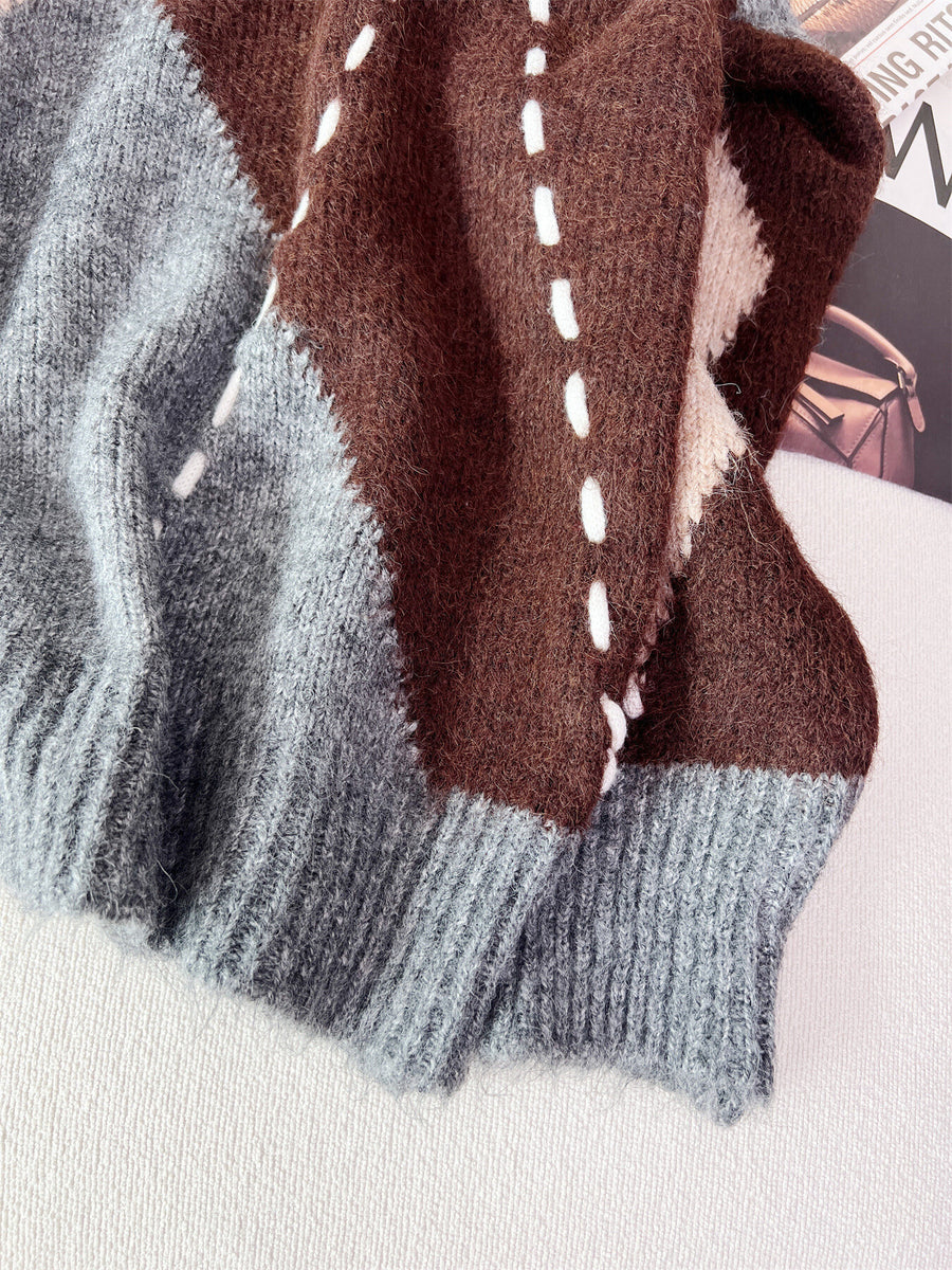 slate gray oversized v-neck sweater with v-neck