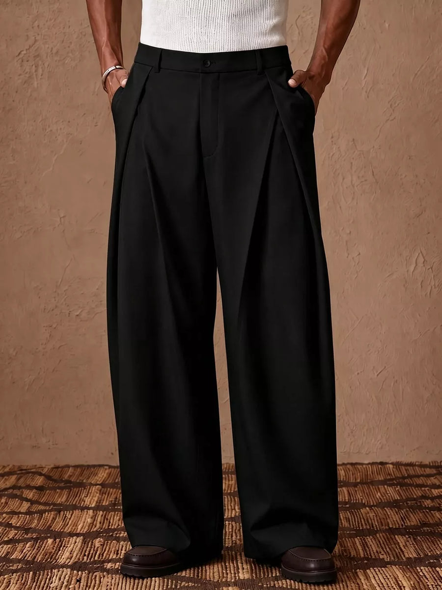 Gray dress pants with full-length and zip-front