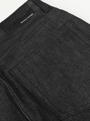 flare jeans in Dark Navy with button closure and full-length