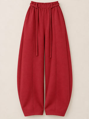 Cotton 50%& wide-leg pants in Light Gray-Tall with loose silhouette