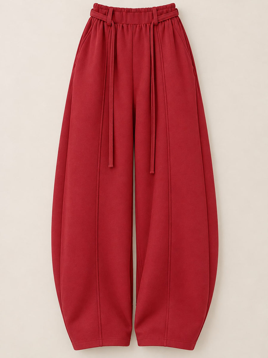 Cotton 50%& wide-leg pants in Light Gray-Tall with loose silhouette