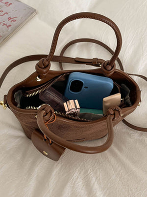 Argyle Pattern Crossbody Bag in brown