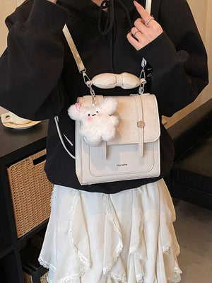 PU Leather Imported Size & backpack in ivory with boxy silhouette