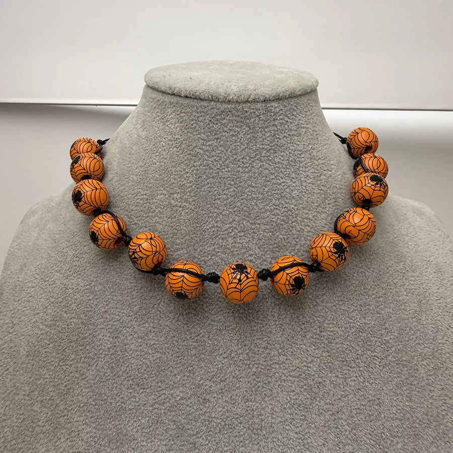 necklace in Orange with beaded and choker