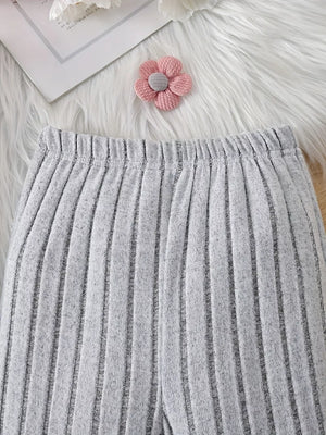 Children's Ribbed Knit Hooded Top And Pants Set option 5