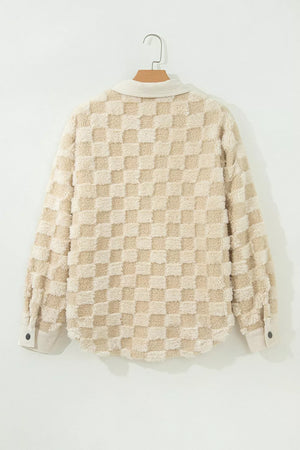 cream shacket with pocketed and long sleeve