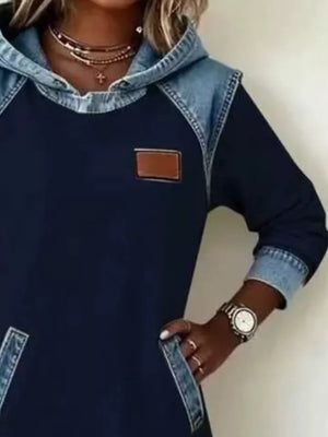 sweatshirt dress in Light Gray with pocketed and thigh-length