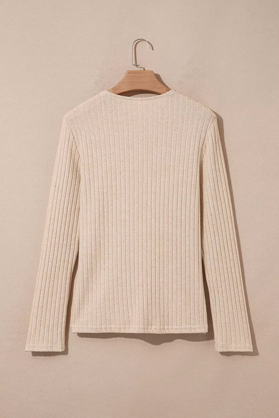 Ribbed Cowl Neck Long Sleeve Top option 8