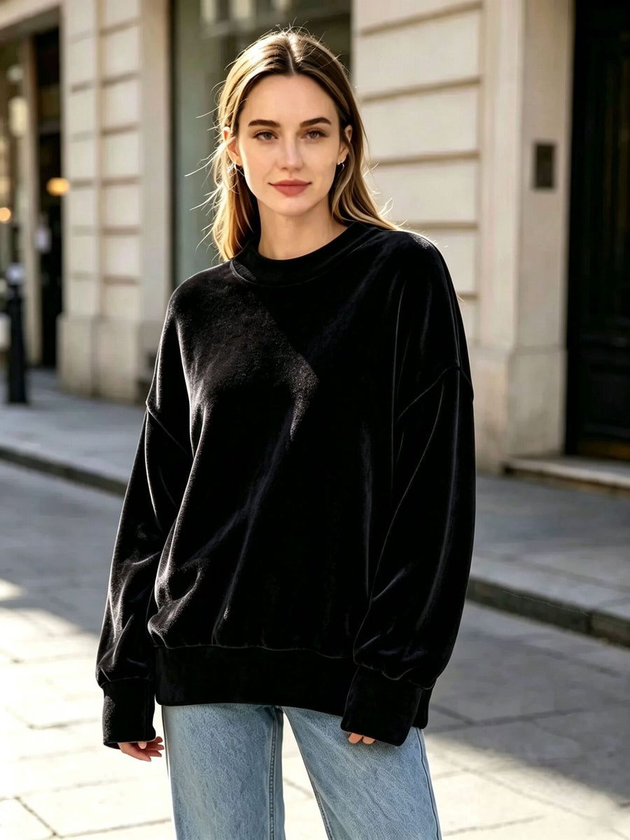 Full Size Oversized Dropped Shoulder Sweatshirt in charcoal with oversized