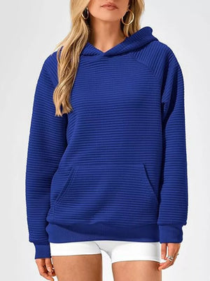 Deep Rose pullover hoodie with ribbed and raglan sleeve