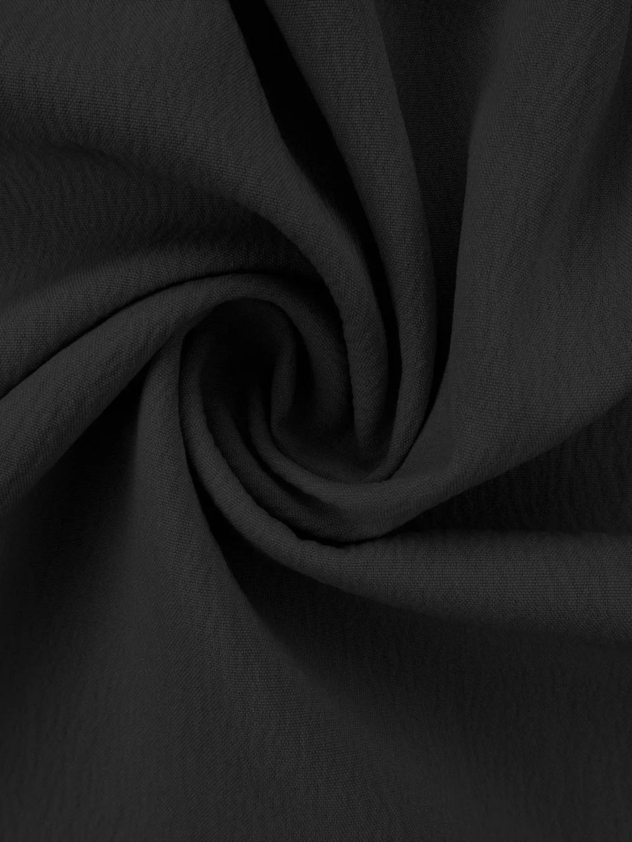 Black polyester pajama fabric with ruffled texture detail