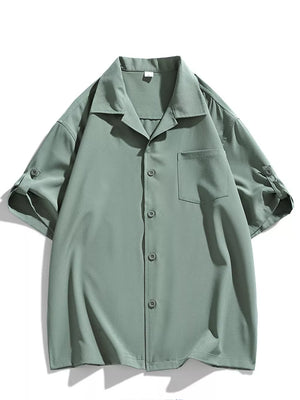 Air Force Blue Button-down Short-sleeve Top